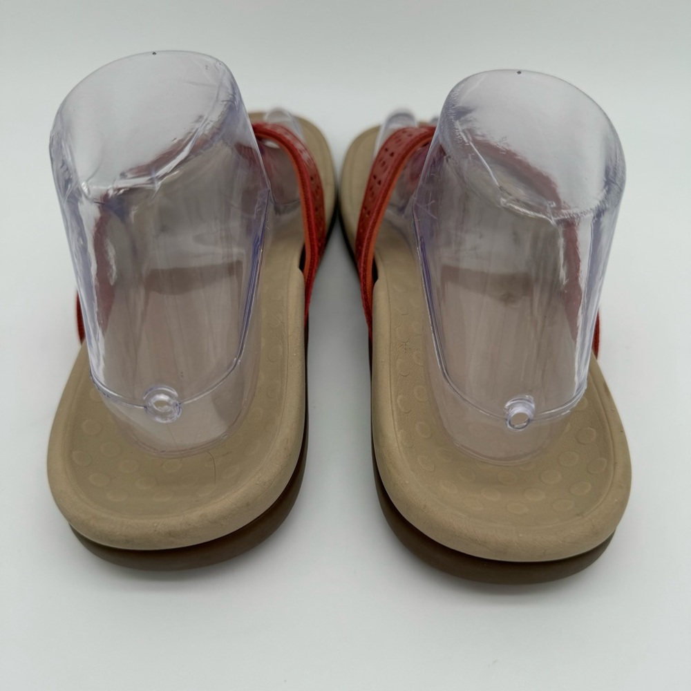 Vionic Tide Red Leather Laser Cut Toe Post Thong Sandal Flip Flop Size 8 - Picture 6 of 13